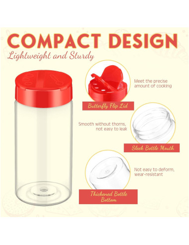 30 Tarros de Plástico para Especias Uiifan 250 ml con Tapa Abatible