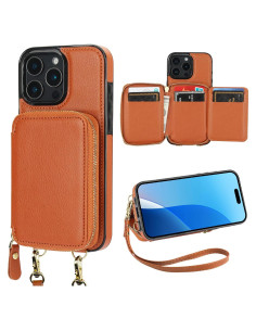 Bocasal Cartera RFID para iPhone 16 Pro Max, Cuero Marrón