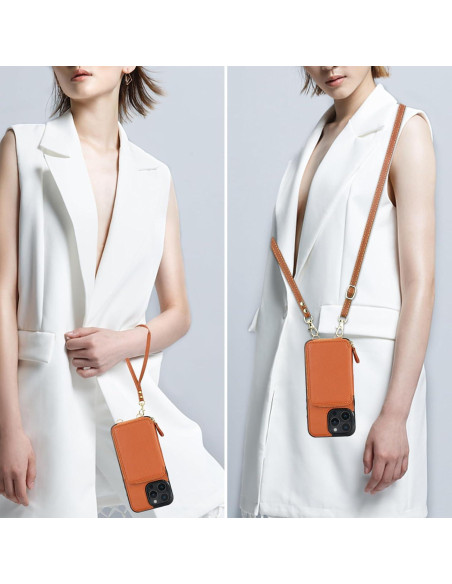 Bocasal Cartera RFID para iPhone 16 Pro Max, Cuero Marrón