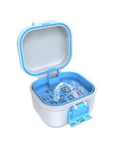 Estuche para Dentaduras BVN Azul y Blanco a Prueba de Fugas