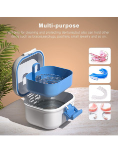 Estuche para Dentaduras BVN Azul y Blanco a Prueba de Fugas 2