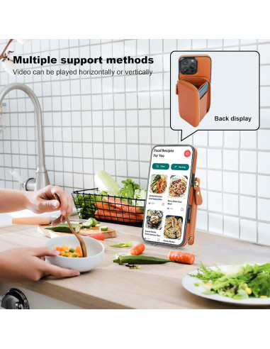 Bocasal Cartera RFID para iPhone 16 Pro Max, Cuero Marrón