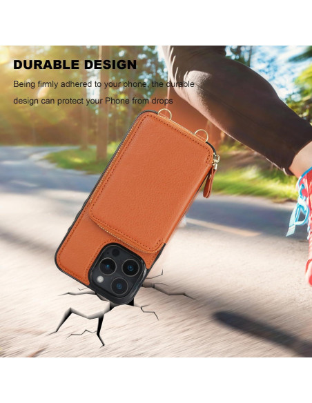 Bocasal Cartera RFID para iPhone 16 Pro Max, Cuero Marrón