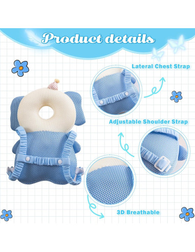 Cojín Protector de Cabeza para Bebés Elefante + 3 Rodilleras