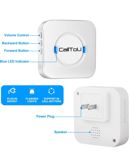 Botón de Llamada Inalámbrico CallToU 3 Botones y 3 Receptores