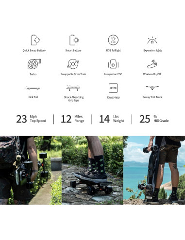 Exway Wave Patinete Eléctrico 99Wh Carga Rápida 199kg