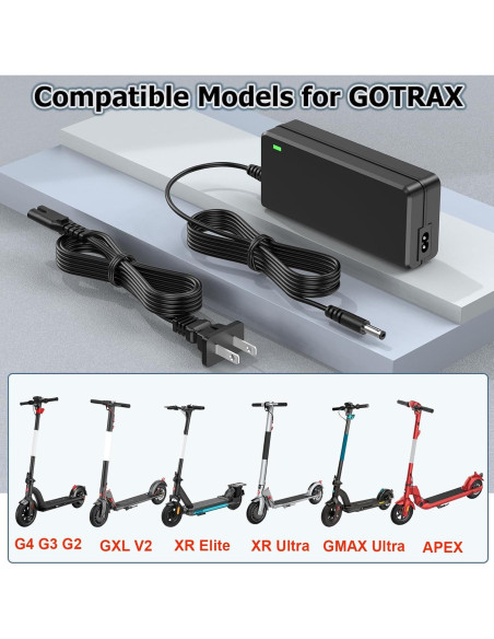 Cargador 42V GOTRAX GXL V2 G2 G3 G4 1.7A Batería 36V