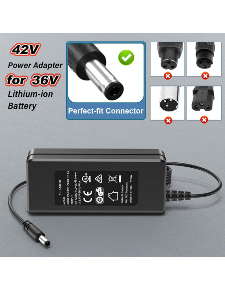 Cargador 42V GOTRAX GXL V2 G2 G3 G4 1.7A Batería 36V