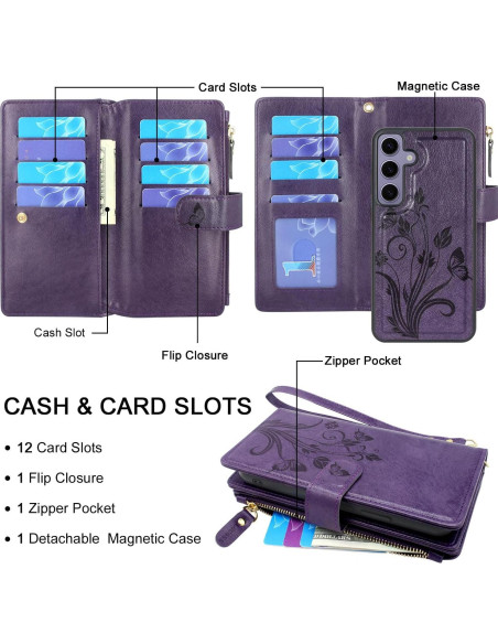 Carcasa Billetera Lacass para Samsung Galaxy S24+ 2024 - 12 Tarjetas