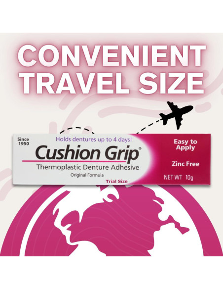 Adhesivo para Dentaduras Cushion Grip 10.16x3.30 cm Viaje