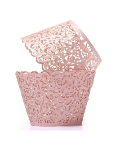 Funda de Cupcake Rosa YOZATIA 60PCS Encaje Vides 8cm