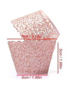 Funda de Cupcake Rosa YOZATIA 60PCS Encaje Vides 8cm 2