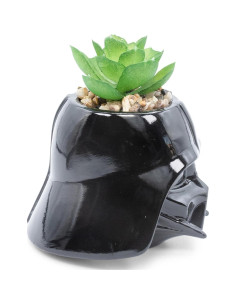 Maceta Mini Darth Vader Cerámica 7.6 cm con Suculenta 2