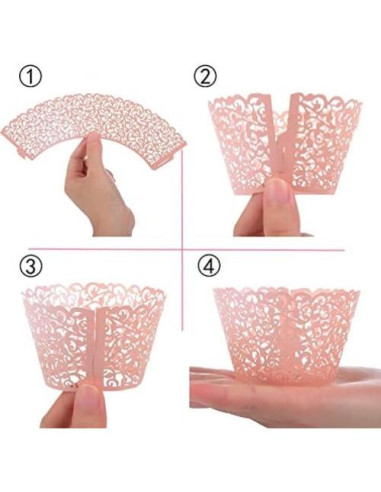 Funda de Cupcake Rosa YOZATIA 60PCS Encaje Vides 8cm