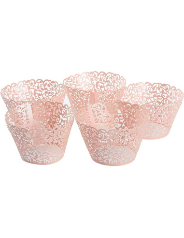 Funda de Cupcake Rosa YOZATIA 60PCS Encaje Vides 8cm