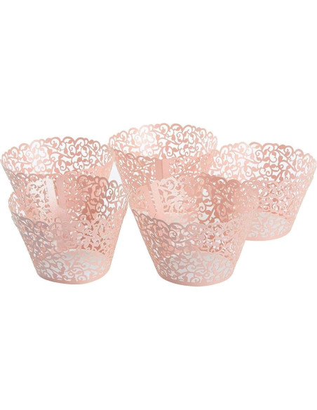 Funda de Cupcake Rosa YOZATIA 60PCS Encaje Vides 8cm