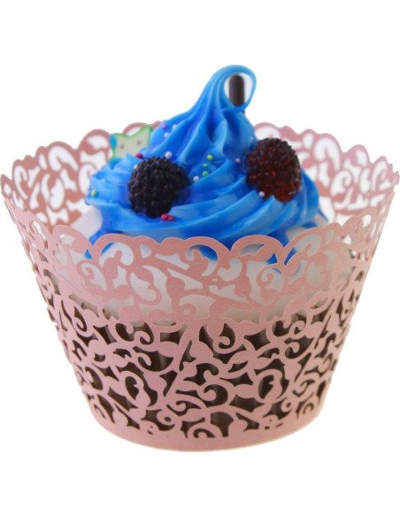 Funda de Cupcake Rosa YOZATIA 60PCS Encaje Vides 8cm