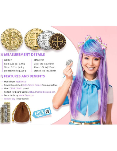 Conjunto de Monedas Piratas - Leib Games - 36 Piezas Metálicas