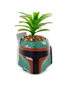 Maceta Cerámica Boba Fett 7,62 cm con Suculenta Artificial