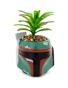 Maceta Cerámica Boba Fett 7,62 cm con Suculenta Artificial 2