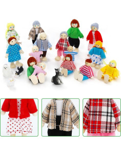 Juego de 20 Piezas Muñecas de Madera ONEST Con Mascotas 2