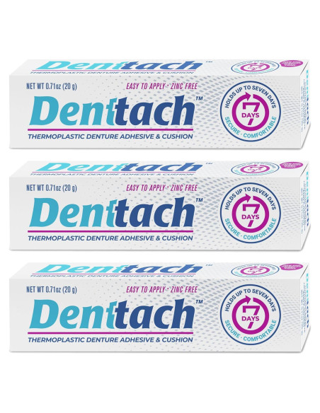 Adhesivo para Dentaduras Denttach, Termoplástico, 3 Paquetes