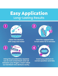 Adhesivo para Dentaduras Denttach, Termoplástico, 3 Paquetes 2