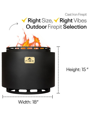 Hoguera Sin Humo FIGO HOME 45.72 cm Hierro Fundido