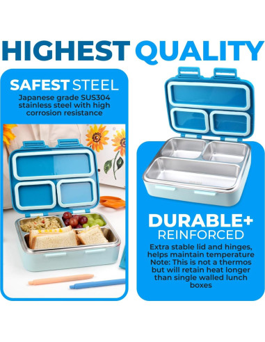 Contenedor Bento Acero Inoxidable kinsho 790 mL Azul