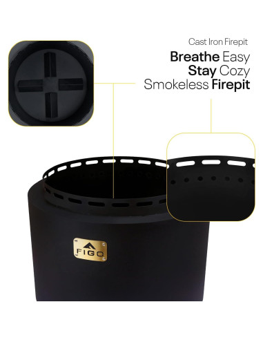 Hoguera Sin Humo FIGO HOME 45.72 cm Hierro Fundido