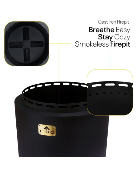 Hoguera Sin Humo FIGO HOME 45.72 cm Hierro Fundido
