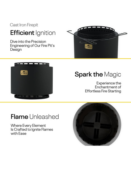 Hoguera Sin Humo FIGO HOME 45.72 cm Hierro Fundido