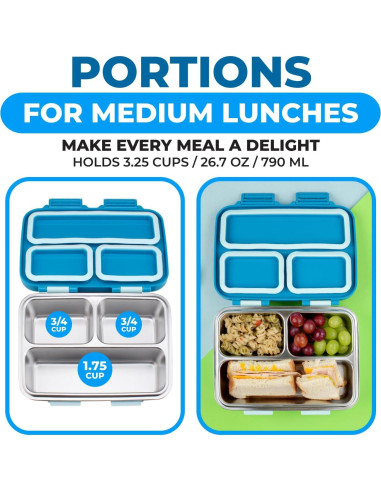 Contenedor Bento Acero Inoxidable kinsho 790 mL Azul