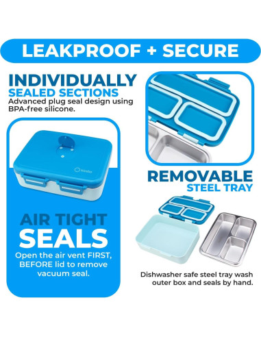 Contenedor Bento Acero Inoxidable kinsho 790 mL Azul