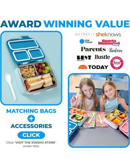Contenedor Bento Acero Inoxidable kinsho 790 mL Azul