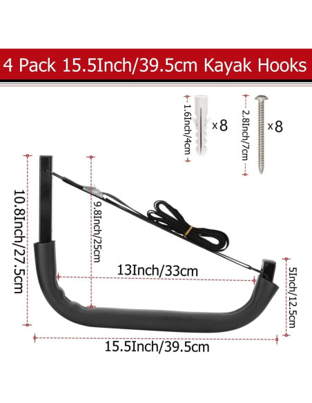 Ganchos de Almacenamiento Heavdace para Kayak 150 kg