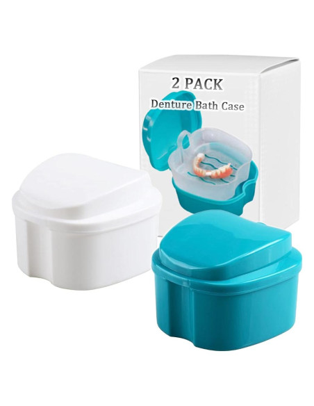 Caja de Baño para Dentaduras THINKPRICE Azul y Blanco