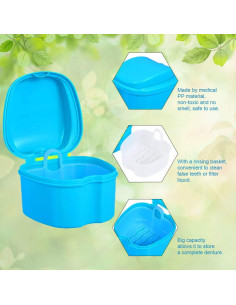 Caja de Baño para Dentaduras THINKPRICE Azul y Blanco 2