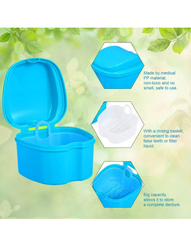 Caja de Baño para Dentaduras THINKPRICE Azul y Blanco