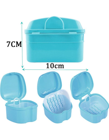 Caja de Baño para Dentaduras THINKPRICE Azul y Blanco