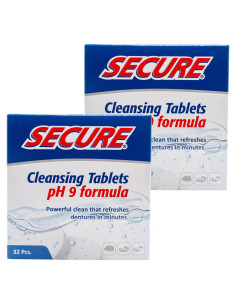 Tabletas de Limpieza Secure FittyDent 32 Tabletas pH 9