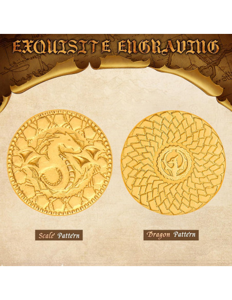 50 Monedas Doradas DND + Bolsa de Cuero Accesorios RPG