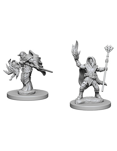 Miniaturas D&D WizKids Mago Elfo Masculino Sin Pintar - 2 Piezas
