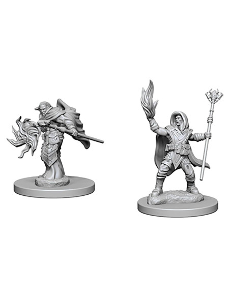 Miniaturas D&D WizKids Mago Elfo Masculino Sin Pintar - 2 Piezas