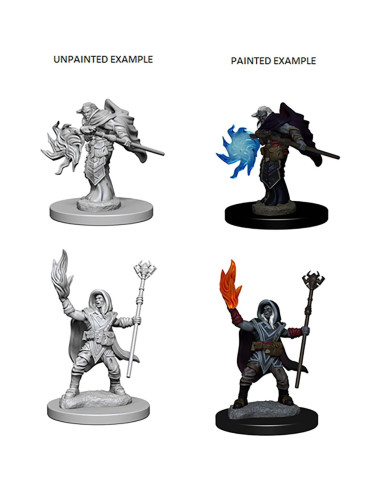 Miniaturas D&D WizKids Mago Elfo Masculino Sin Pintar - 2 Piezas