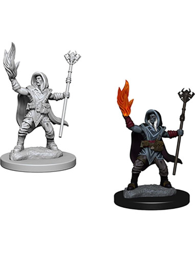 Miniaturas D&D WizKids Mago Elfo Masculino Sin Pintar - 2 Piezas