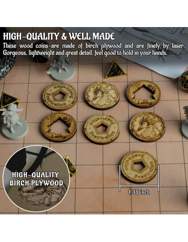 Juego de Tokens de Madera DND CZYY - 15 Piezas para RPG