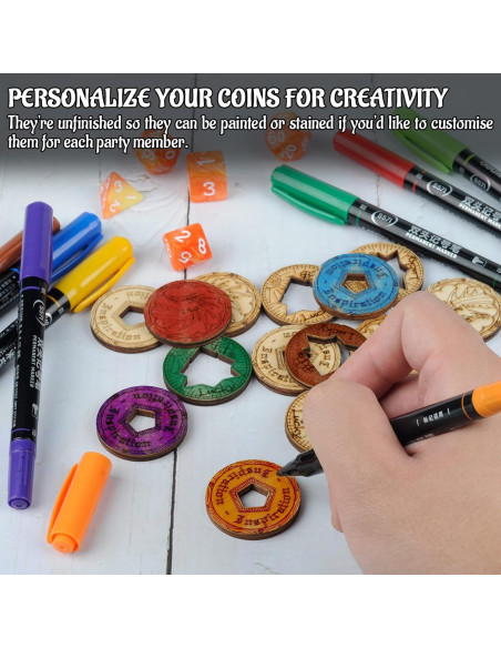 Juego de Tokens de Madera DND CZYY - 15 Piezas para RPG Juego de Tokens de Madera DND CZYY - 15 Piezas para RPG