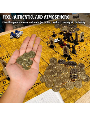 Monedas de Fantasía CZYY 50 Tokens de Tesoro Metal Dorado
