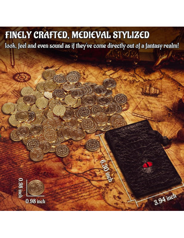 Monedas de Fantasía CZYY 50 Tokens de Tesoro Metal Dorado